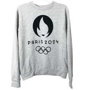 Paris 2024 Olympics Long Sleeve Gray Pullover Sweatshirt Size Large